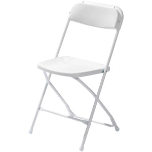Weißer VEBA Klappstuhl Budget, ideal für Garten und Veranstaltungen.
