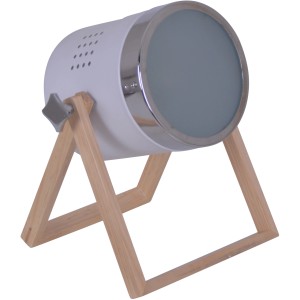 Weiße Näve Tischleuchte Tim, 28 cm, mit satiniertem Glas und Holzfuß. Design-Tischlampe im Retro-Stil.