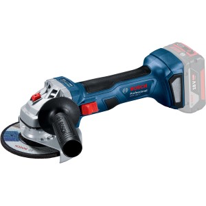 Bosch Professional Akku-Winkelschleifer GWS 18V-7 Solo mit Schleifscheibe und Zusatzhandgriff.