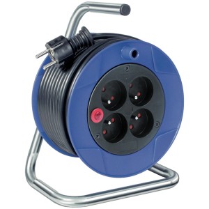 Brennenstuhl Kabeltrommel Kompakt ST Blau 15m mit 4 Steckdosen und Überhitzungsschutz.