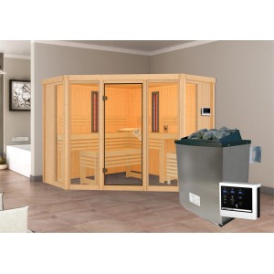 Karibu Infrarotkabine Anik mit Ofen externe Strg + 2 Infrarotstrahler Natur