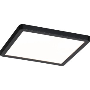 Schwarzes, eckiges Paulmann LED-Einbaupanel Areo VariFit, 17,5x17,5 cm, 13W, mit DimtoWarm Funktion.