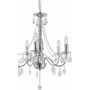 Globo Deckenleuchte WILLIAM, 5-flammig, Chrom, mit Acrylkristallen.