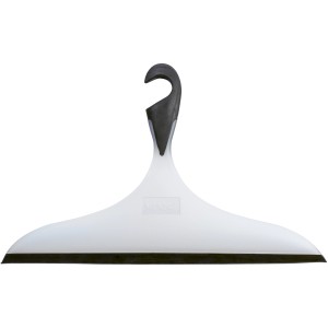 Wenko Badezimmerwischer XXL Loano, weiß-schwarz, mit Haken zum Aufhängen.