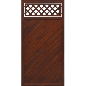 Brauner Sichtschutzzaun Toulon, 180x90 cm, mit dekorativem Gitter im oberen Bereich.