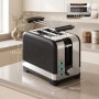 Schwarzer HOMCOM 2-Scheiben-Toaster aus Kunststoff mit Warmhalterost, Bedienelementen. Maße: 26,4x15,6x18,9 cm.