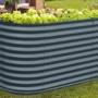 Vitavia Hochbeet Vita 858 Granit aus Metall, befüllt mit Salatpflanzen im Garten.