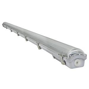 Graue E2 Elektro Feuchtraum-Wannenleuchte Classic Farm L IP69 für Landwirtschaft und Tierhaltung.