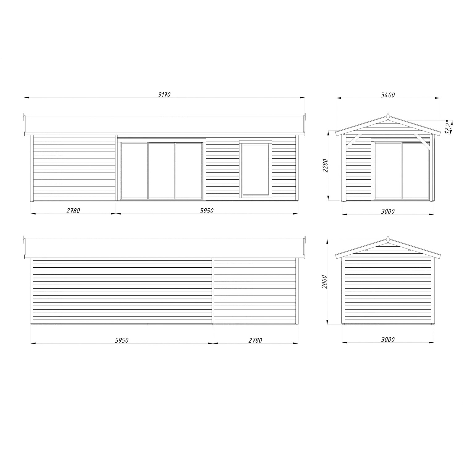 Palmako Gartenhaus Amanda Slide Plus 873 x 300 cm Transparent FSC ...