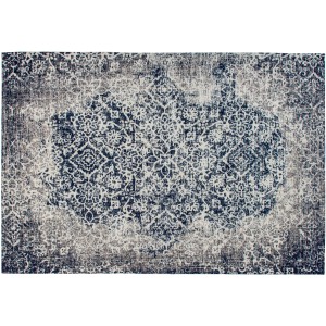 Kayoom Teppich River, blau-grau, 120x170 cm, Kurzflorteppich im Vintage-Design.
