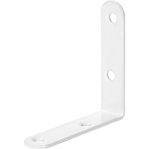 Weißer Stuhlwinkel, pulverbeschichtet, 60x60x18 mm, für Holzkonstruktionen.