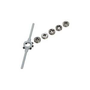 LUX Schneideisen Set Stahl M4-M10 Comfort mit Halter für Außengewinde.