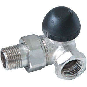 Herz Thermostatventil-Unterteil, 13mm (1/2) Zoll, für Heizkörper rechts, aus Rotguss vernickelt.