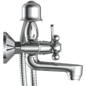 Schütte Badewannenarmatur Elk Chrom mit Handbrause und Brauseschlauch.