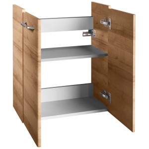 Offener Fackelmann Waschbeckenunterschrank Milano in Asteiche, 52 cm breit, mit zwei Einlegeböden.