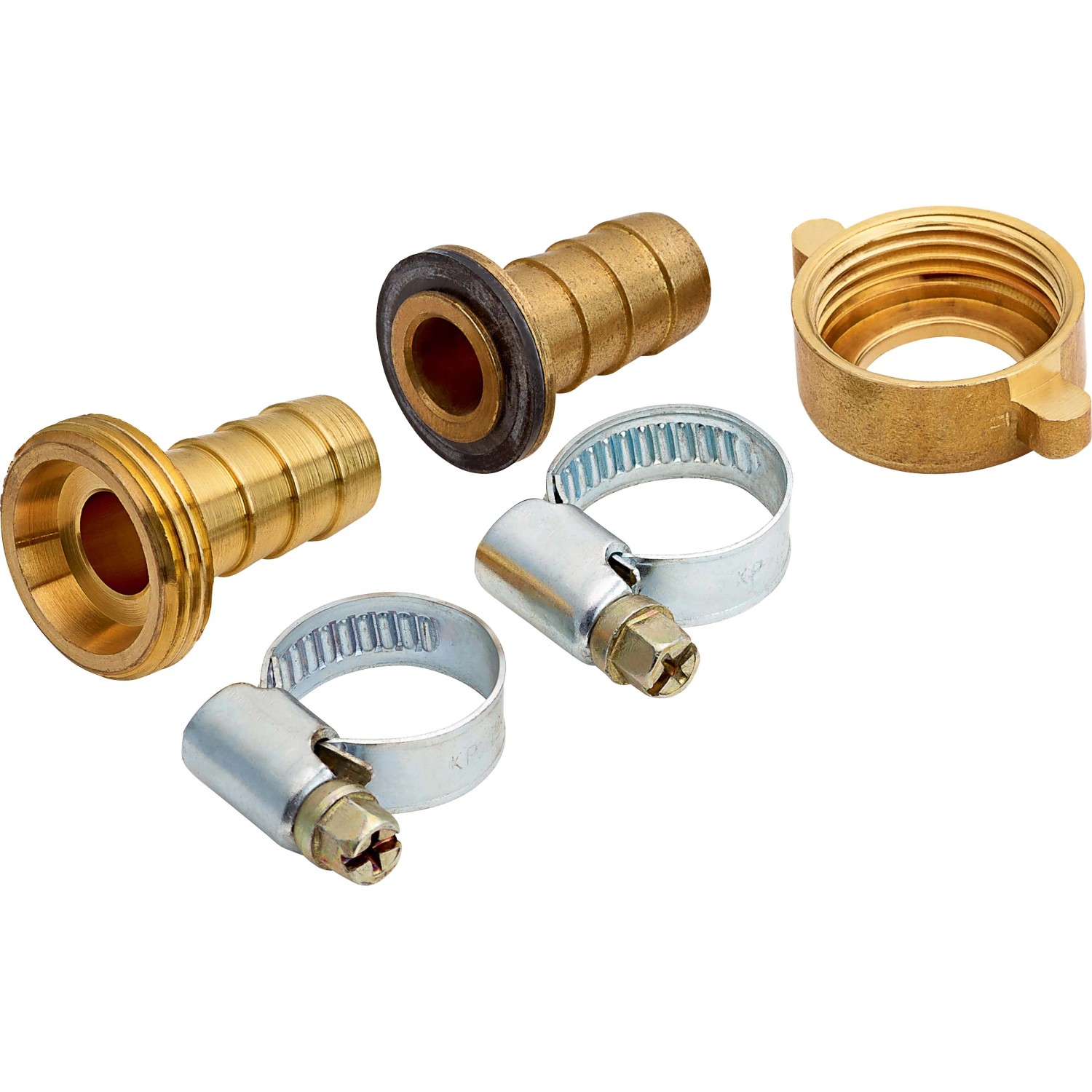 Schlauchverbinder Set, Ø 13 mm, aus Messing mit 2 Schlauchschellen zur sicheren Schlauchreparatur.