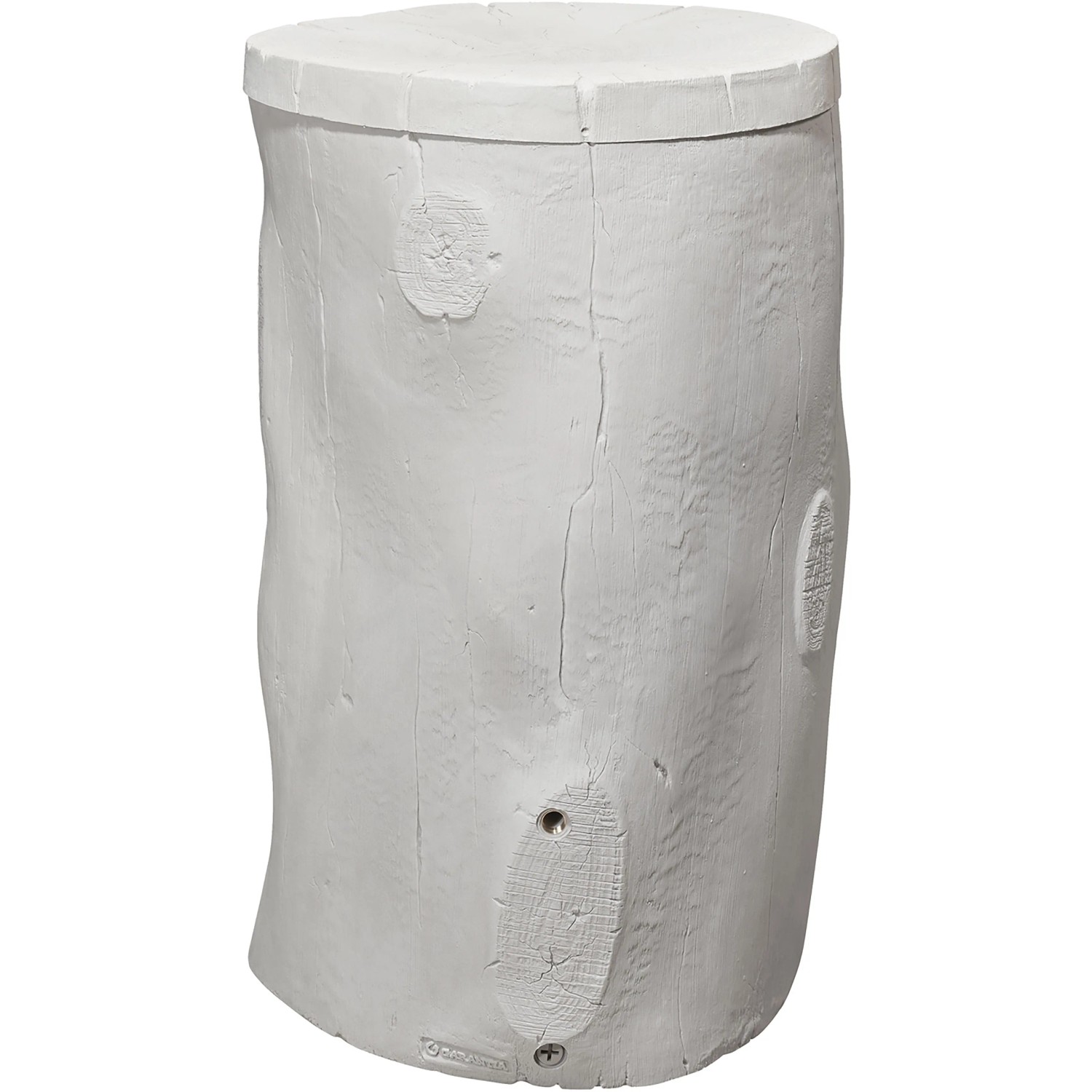 Garantia Regentonne Woodstock, Baumstamm-Optik in Grau, 400 l Fassungsvermögen.