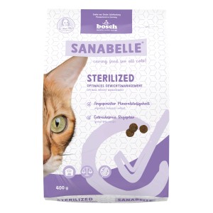 Sanabelle Katzen-Trockenfutter Sterilized, 400g Packung für kastrierte Katzen.
