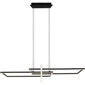 Moderne, schwarze Trio LED-Pendelleuchte Salinas mit Switch Dimmer für Wohn- und Schlafzimmer.
