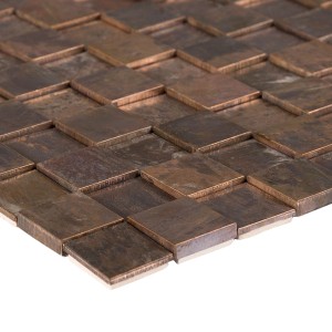 3D Mosaikfliese in Kupferoptik, quadratisch, 30x30 cm, für den Innenbereich.