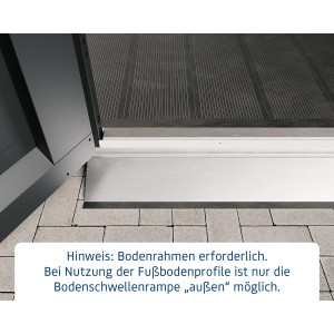 Hörmann EcoStar Bodenschwellenrampe für Gartenhaus, erleichtert den Zugang bei 2-flügeliger Tür.