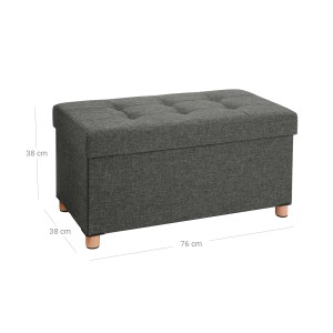 Graue Songmics Sitztruhe/Schuhbank mit Stauraum, 38x76x40 cm, Leinenimitat, gesteppt.