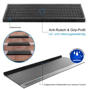 BigDean 3 Stück Stufenmatten Aus Gummi 75 X 25 Cm Outdoor Treppenstufenmatten Anti Rutsch Gummimatten Wild Design