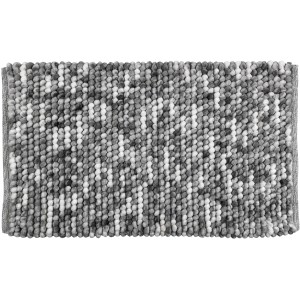 Grauer Wenko Badteppich Urdu, 60x90 cm, flauschig und fußbodenheizungsgeeignet.