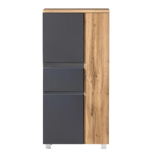 Held Möbel Midischrank Ancona, 65 cm, matt Grau-Wotaneiche, Badmöbel-Set mit Schublade und Fächern.