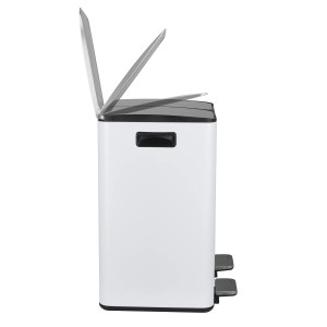 Spirella Kosmetikeimer Aliya, 2x20L, Weiß Matt, mit zwei Fächern und Pedalöffnung.