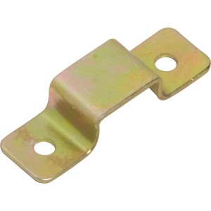 Gelb verzinkte Riegelschlaufe, 20x9 mm, zur Montage von Riegeln im Außenbereich.