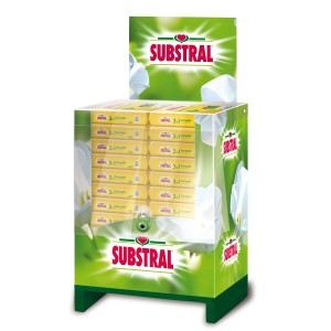 Substral 3 in 1 Komplett Rasendünger 14kg im Verkaufsdisplay. Rasendünger mit Unkrautvernichter.