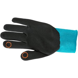 Gardena Pflanz- und Bodenhandschuh Größe 7/S, schwarz mit türkisfarbenem Bündchen und Mobile-Touch Funktion.
