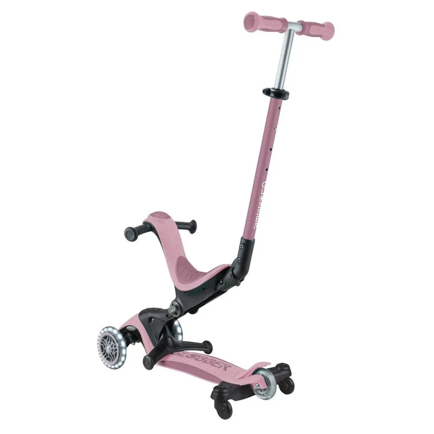 Globber Go-Up Deluxe Lights 360 3 in 1 Aufsitzrad Laufrad Scooter 120/80 mm 3-Rädrig Höhenverstellbar Beere_7