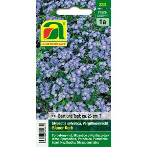 Austrosaat Vergissmeinnicht 'Blauer Korb' Samen, blaue Blüten auf der Packung.