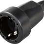 Schwarze Schutzkontakt Kupplung aus PVC für den Innenbereich.