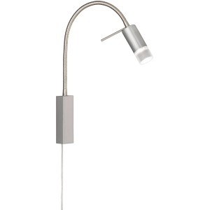 Nickelfarbene LED-Wandlampe River von Fischer & Honsel mit flexiblem Arm, ideal als Leselampe.
