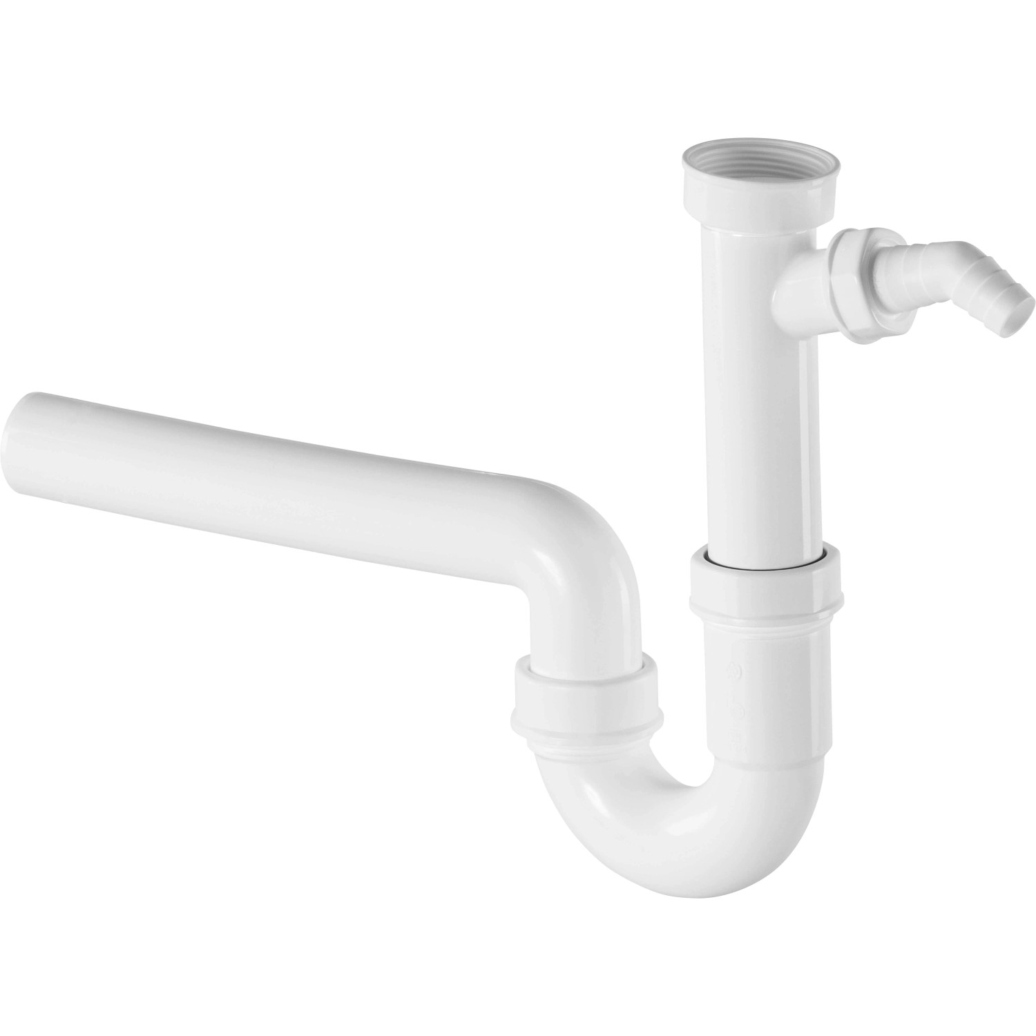 Weißer Röhrensiphon (44,8 mm) für Spüle, zur Vermeidung von Gerüchen aus der Kanalisation.