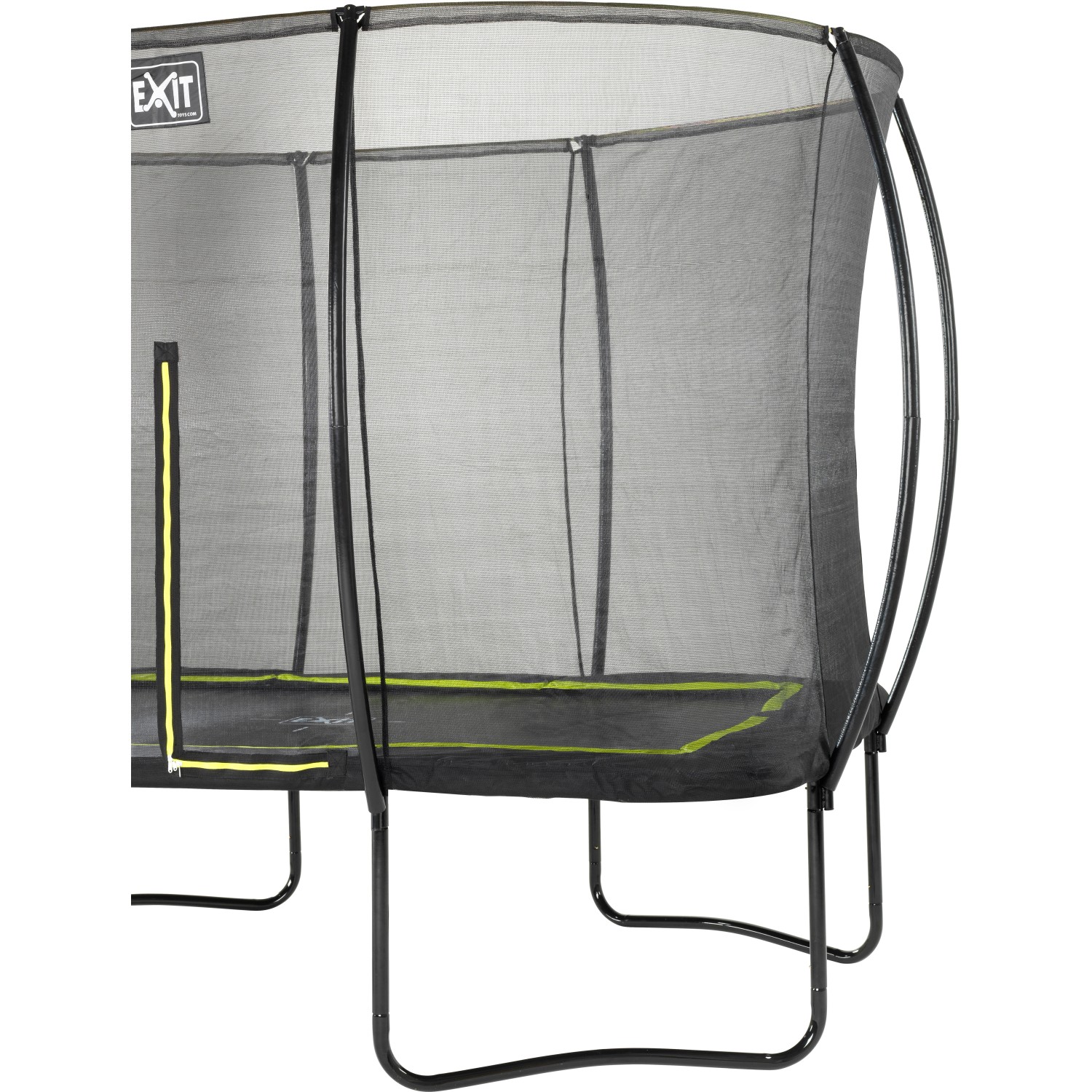 Schwarzes EXIT Silhouette Gartentrampolin 244x366cm mit Sicherheitsnetz.