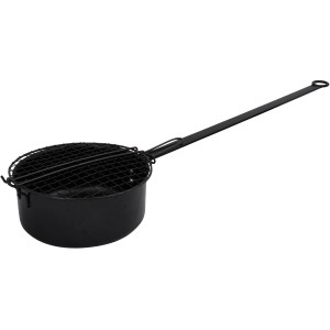 Esschert Popcorn-Pfanne, Grillutensil mit langem Griff und Gittereinsatz.