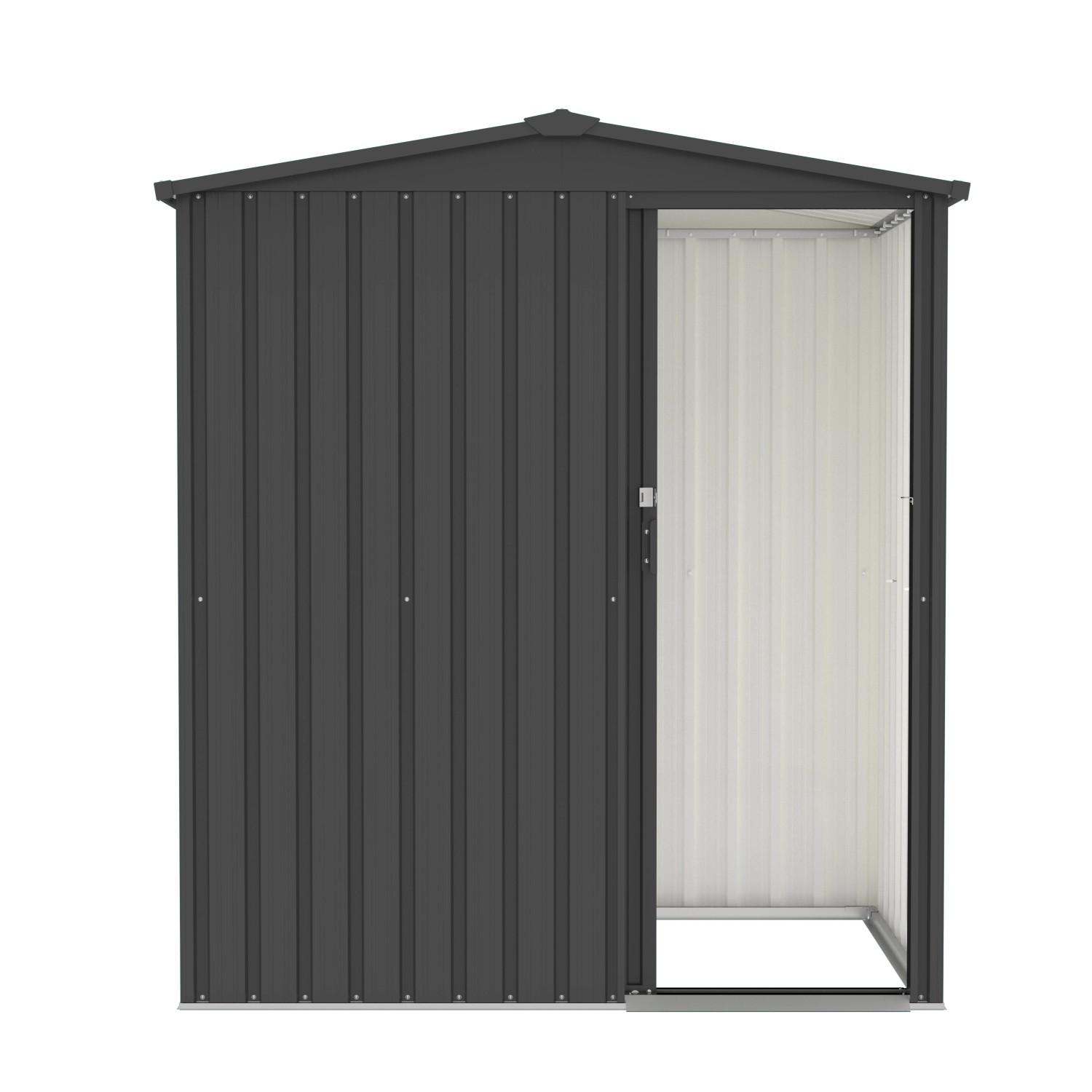 Tepro Metallgerätehaus Flex Shed Small in Anthrazit mit Schiebetür.