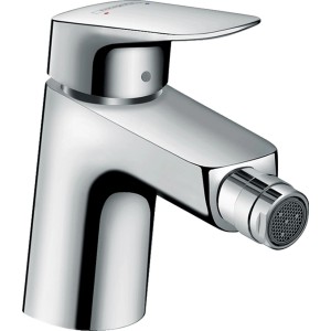 Hansgrohe Logis Bidetarmatur 70 mm, Chrom, mit Zugstangen-Ablaufgarnitur. Glänzende Bidet Armatur für das Badezimmer.