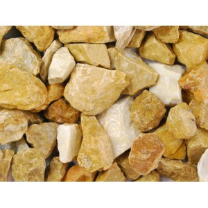 Gold-ockerfarbener Marmorbruch 25-50 mm, Zierkies für Garten und Gabionen.