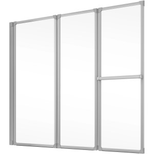 Schulte 3-teiliger Badewannenaufsatz Komfort aus Kunstglas mit Alu-Natur Rahmen, 140x151,8 cm.