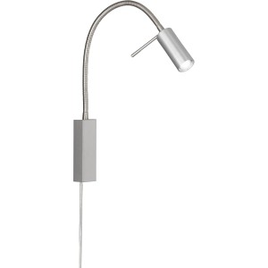 Nickelfarbene LED-Wandleuchte River von Fischer & Honsel, flexibler Spot, 40 cm lang.