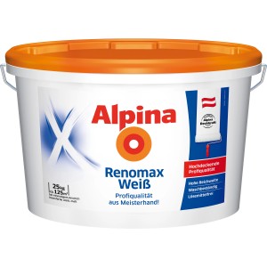 Eimer Alpina Renomax Weiß matt, 25 kg, für Neu- und Renovierungsanstriche.