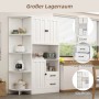 okwish Eckschrank mit Schränken Schubladen Ablagen Wohnzimmer 104x35x155cm Weiß_8