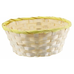 Gelbes Bambuskörbchen (Ø 20cm) für Ostern, vielseitig als Deko oder Geschenkverpackung.