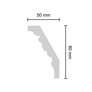 Decosa Zierprofil Gracia, 50x80mm, weiß, zur dekorativen Decken- und Wandgestaltung.