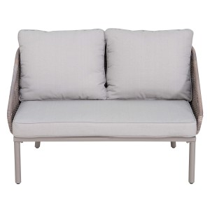Graues Sunjoy Garten-Tagesbett Porto aus Stahl/Rattan, 142x128cm, mit Kissen. Balkonmöbel.